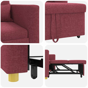 vidaXL Extendable Day Bed with Mattress Wine Red 90 x 165 x 87 cm Fabric