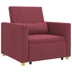 vidaXL Extendable Day Bed with Mattress Wine Red 90 x 165 x 87 cm Fabric