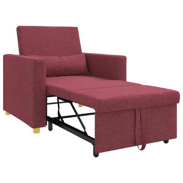 vidaXL Extendable Day Bed with Mattress Wine Red 90 x 165 x 87 cm Fabric