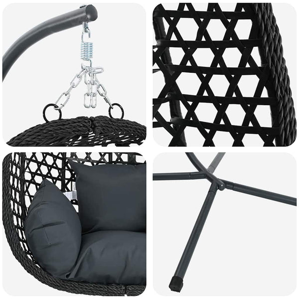 vidaXL Hanging Egg Chair Anthracite and Black 104 x 100 x 191 cm