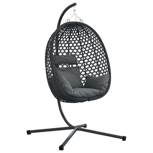 vidaXL Hanging Egg Chair Anthracite and Black 104 x 100 x 191 cm