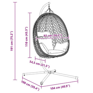 vidaXL Hanging Egg Chair Anthracite and Black 104 x 100 x 191 cm