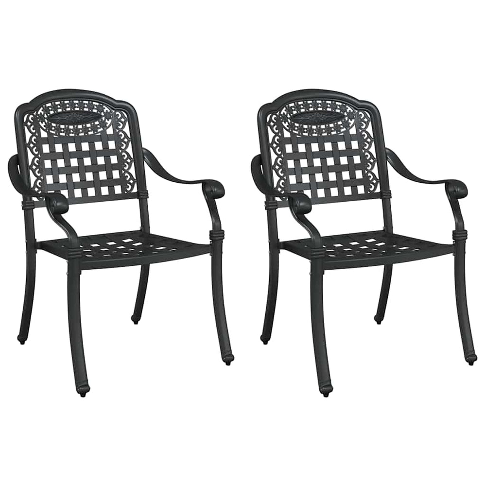 vidaXL Garden Chairs 2 pcs Black 55 x 56.5 x 91 cm Aluminum