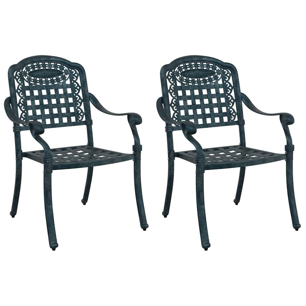 vidaXL Garden Chairs 2 pcs Green 55 x 56.5 x 91 cm Aluminum