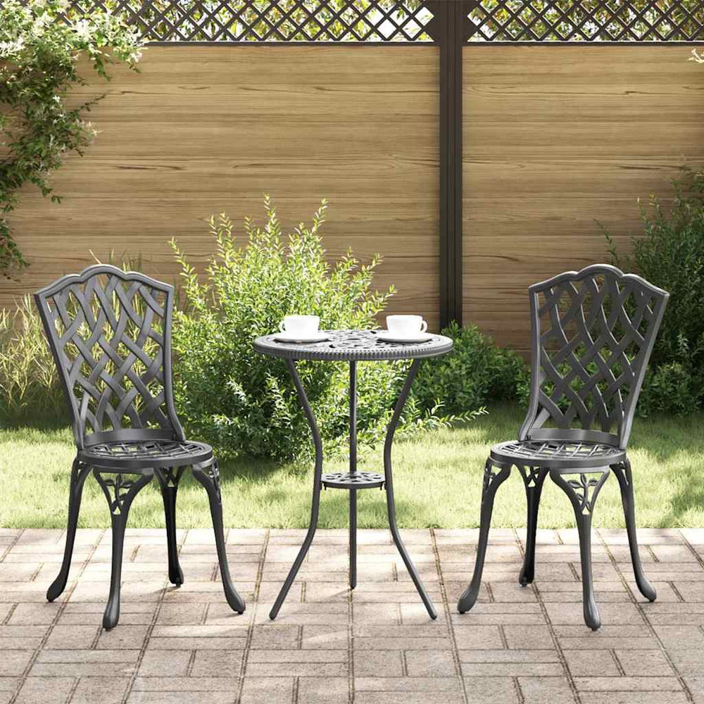 vidaXL Garden Bistro Set 3 Pieces Black Aluminium