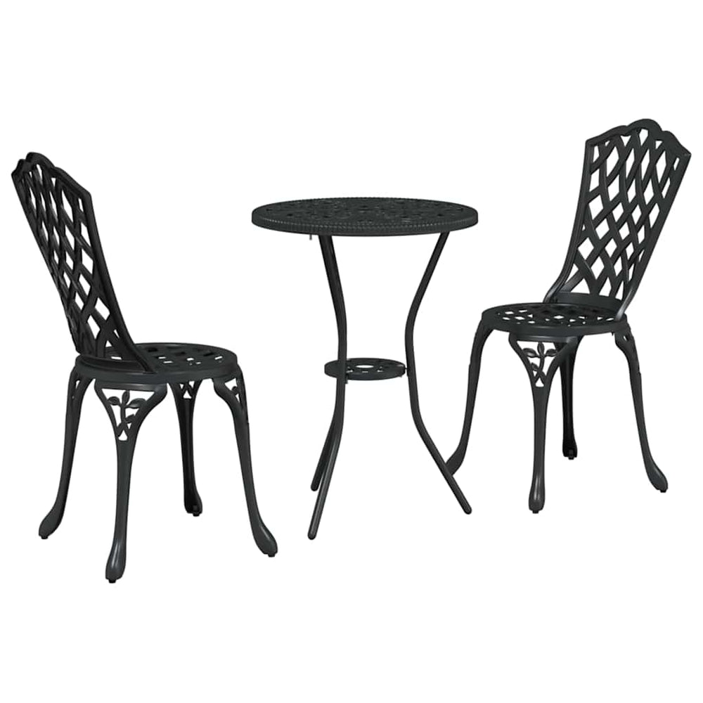 vidaXL Garden Bistro Set 3 Pieces Black Aluminium
