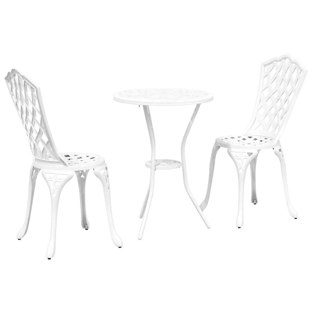 vidaXL Garden Bistro Set 3 Pieces White Aluminum