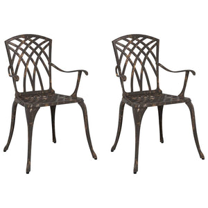 vidaXL Garden Chair 2 pcs Bronze 53 x 51 x 88.5 cm Aluminum