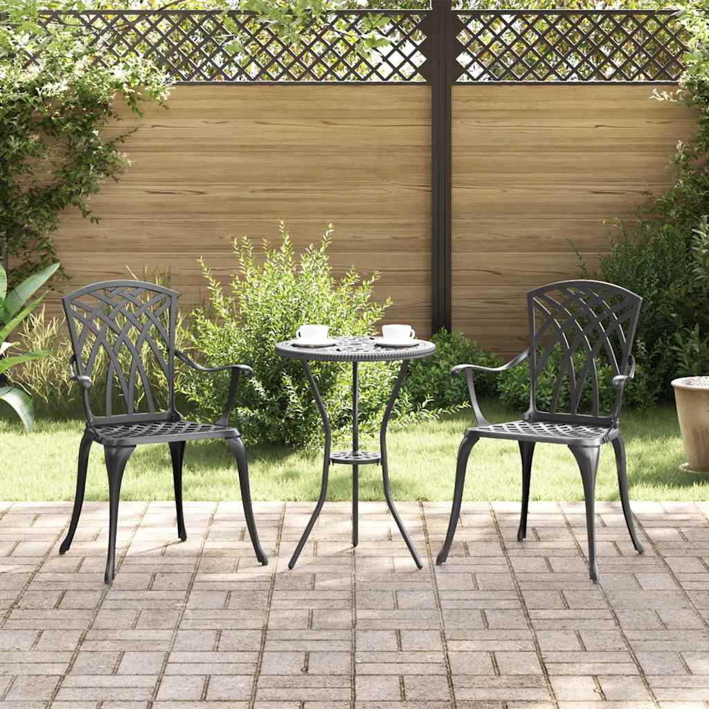 vidaXL Garden Chair 2 pcs Black 53 x 51 x 88.5 cm Aluminium