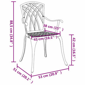 vidaXL Garden Chair 2 pcs Black 53 x 51 x 88.5 cm Aluminium