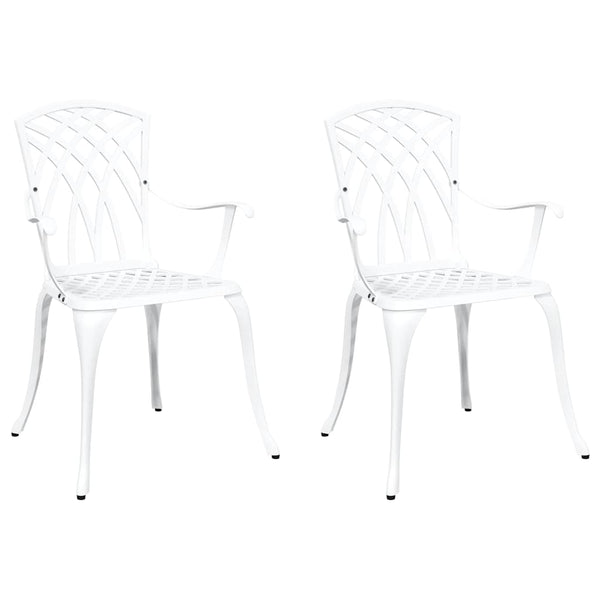 vidaXL Garden Chairs 2 pcs White 53 x 51 x 88.5 cm Aluminum