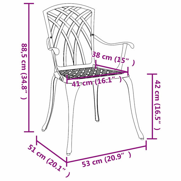 vidaXL Garden Chairs 2 pcs White 53 x 51 x 88.5 cm Aluminum