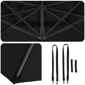 vidaXL Roma Parasol Black 286 x 284 x 265 cm Aluminum and Polyester