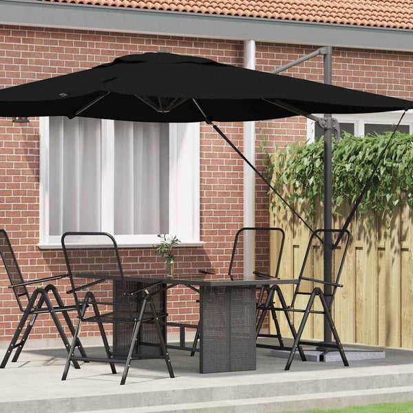 vidaXL Roma Parasol Black 286 x 284 x 265 cm Aluminum and Polyester