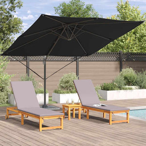 vidaXL Roma Parasol Black 286 x 284 x 265 cm Aluminum and Polyester