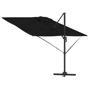 vidaXL Roma Parasol Black 286 x 284 x 265 cm Aluminum and Polyester