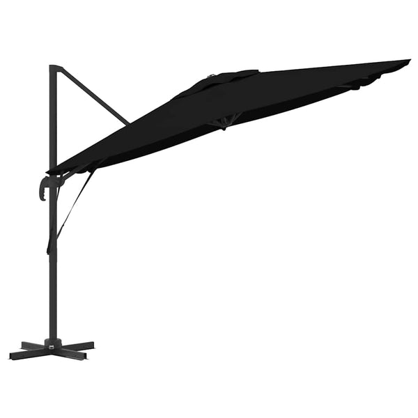 vidaXL Roma Parasol Black 286 x 284 x 265 cm Aluminum and Polyester