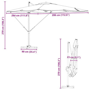 vidaXL Roma Parasol Black 286 x 284 x 265 cm Aluminum and Polyester