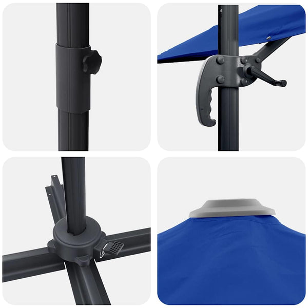 vidaXL Roma Parasol Blue 286 x 284 x 265 cm Aluminum and Polyester