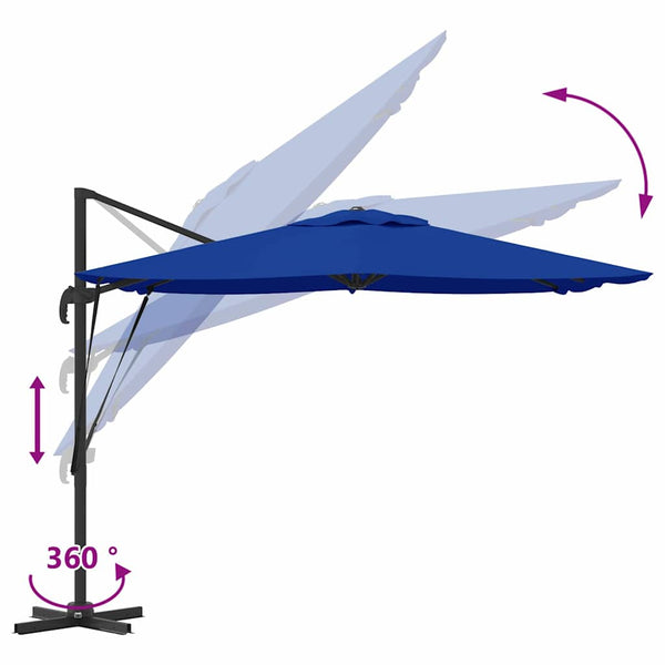 vidaXL Roma Parasol Blue 286 x 284 x 265 cm Aluminum and Polyester