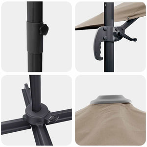 vidaXL Parasol Taupe 351 x 250 x 260 cm Polyester and Aluminium