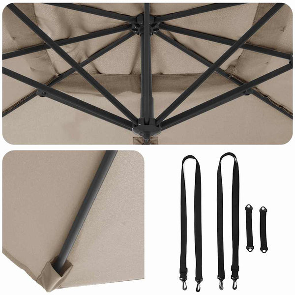 vidaXL Parasol Taupe 351 x 250 x 260 cm Polyester and Aluminium
