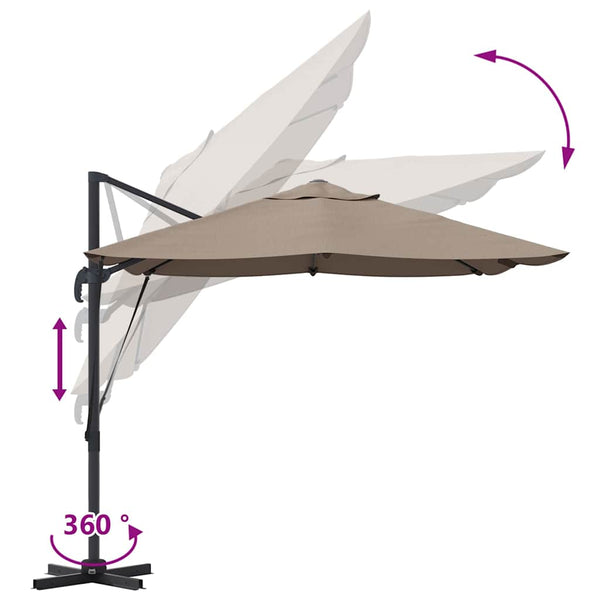 vidaXL Parasol Taupe 351 x 250 x 260 cm Polyester and Aluminium