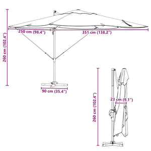 vidaXL Parasol Taupe 351 x 250 x 260 cm Polyester and Aluminium