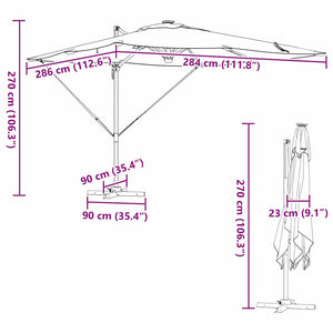 vidaXL Rome Parasol Beige 286 x 284 x 270 cm Aluminium and Polyester