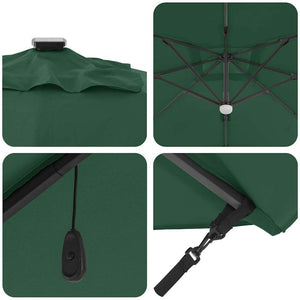 vidaXL Roma Parasol Green 286 x 284 x 270 cm Aluminum and Polyester
