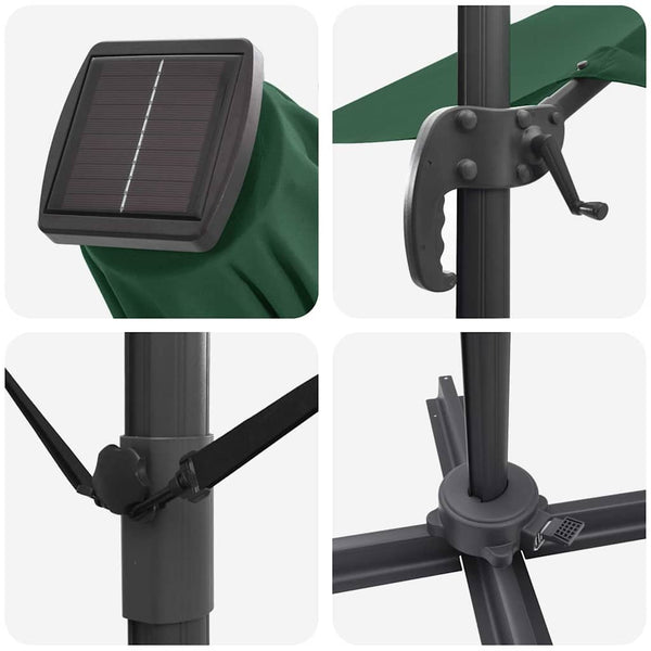 vidaXL Roma Parasol Green 286 x 284 x 270 cm Aluminum and Polyester