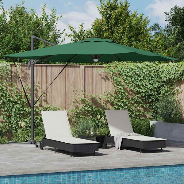 vidaXL Roma Parasol Green 286 x 284 x 270 cm Aluminum and Polyester