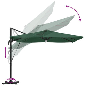 vidaXL Roma Parasol Green 286 x 284 x 270 cm Aluminum and Polyester