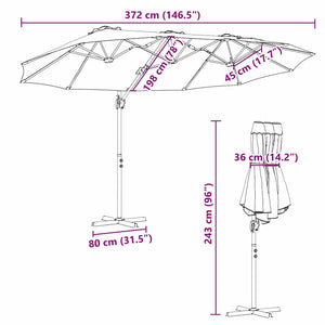 vidaXL Parasol Azure Blue 372 x 198 x 243 cm