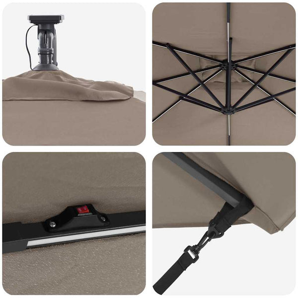 vidaXL Parasol Taupe 249 x 249 x 250 cm Polyester and Aluminum