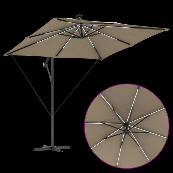 vidaXL Parasol Taupe 249 x 249 x 250 cm Polyester and Aluminum
