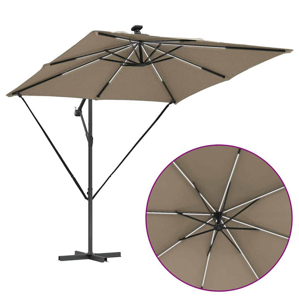vidaXL Parasol Taupe 249 x 249 x 250 cm Polyester and Aluminum