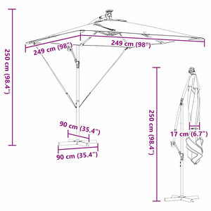 vidaXL Parasol Taupe 249 x 249 x 250 cm Polyester and Aluminum