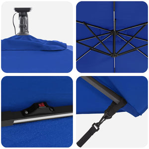 vidaXL Parasol with LED Strips Azure Blue 249 x 249 x 250 cm