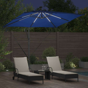 vidaXL Parasol with LED Strips Azure Blue 249 x 249 x 250 cm
