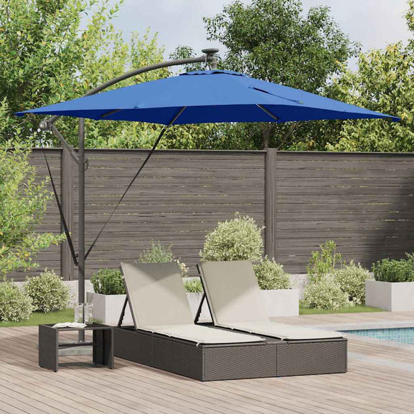 vidaXL Parasol with LED Strips Azure Blue 249 x 249 x 250 cm