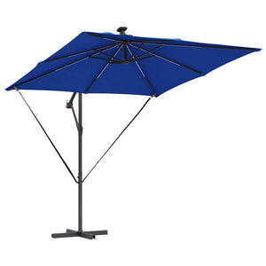 vidaXL Parasol with LED Strips Azure Blue 249 x 249 x 250 cm