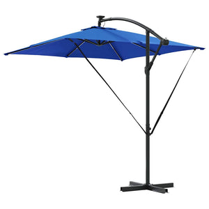 vidaXL Parasol with LED Strips Azure Blue 249 x 249 x 250 cm