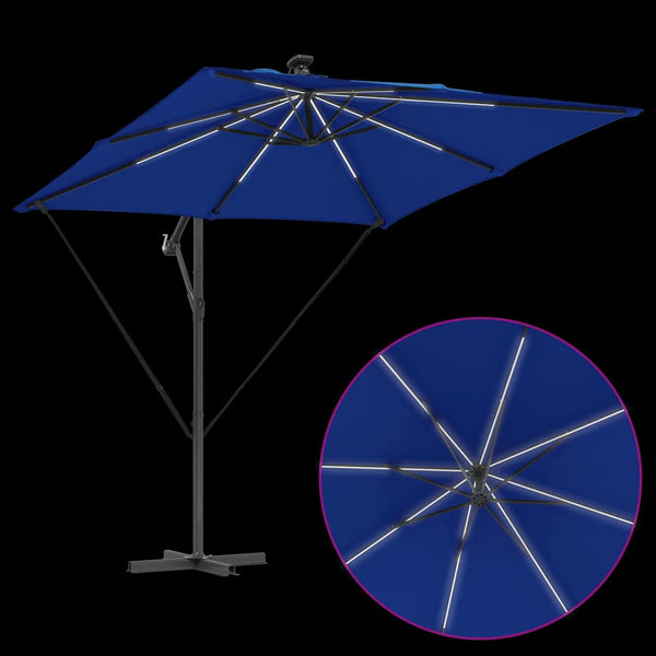 vidaXL Parasol with LED Strips Azure Blue 249 x 249 x 250 cm