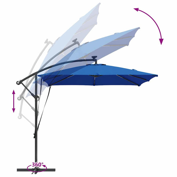 vidaXL Parasol with LED Strips Azure Blue 249 x 249 x 250 cm