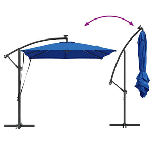 vidaXL Parasol with LED Strips Azure Blue 249 x 249 x 250 cm