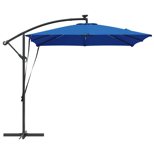 vidaXL Parasol with LED Strips Azure Blue 249 x 249 x 250 cm