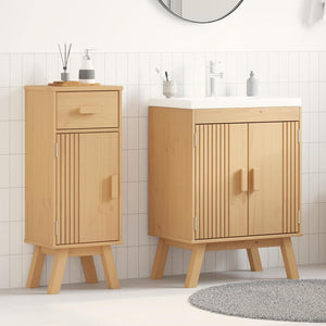 vidaXL Bathroom Furniture Set with Shelf 2 pcs Brown Solid Pine Wood