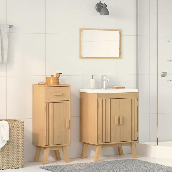 vidaXL Bathroom Furniture Set with Shelf 2 pcs Brown Solid Pine Wood