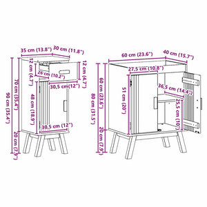 vidaXL Bathroom Furniture Set with Shelf 2 pcs Brown Solid Pine Wood
